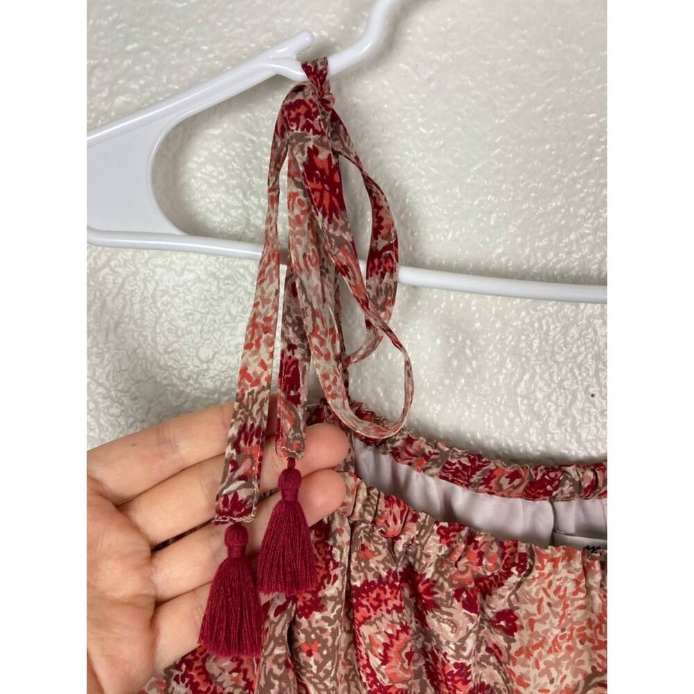 Madewell Silk Dress Medium Pink Red Paisley Off Shoulder Cold Shoulder Paisley - Picture 6 of 10